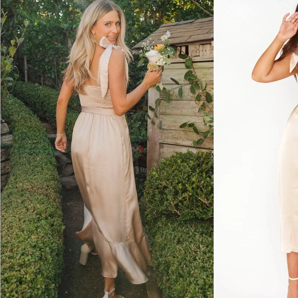 SHOW ME YOUR MUMU CHAMPAGNE BRIDESMAID DRESS - Picture 2 of 4